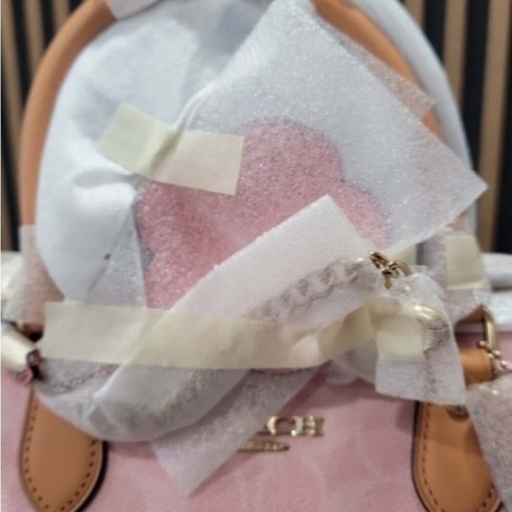 🌛Coach Medium Rowan Satchel In Signature Canvas Powder Pink With Charms - Picture 11 of 11